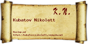 Kubatov Nikolett névjegykártya